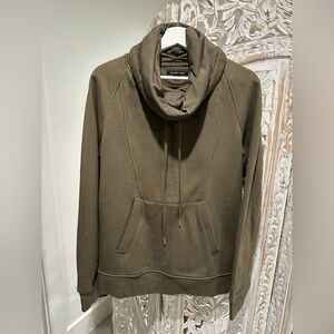 Helmut Lang Taupe Hoodie with Cowl Neck